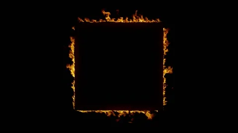 Square Frame Burning in Flames Stock Footage 64161936