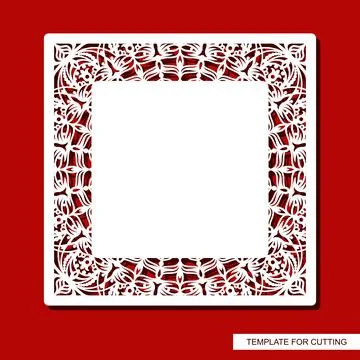 Square frame with a carved pattern.  Ilustración de archivo