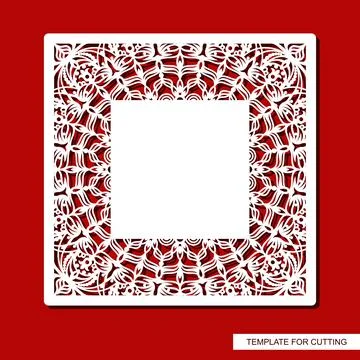 Square frame with a carved pattern.  Ilustración de archivo