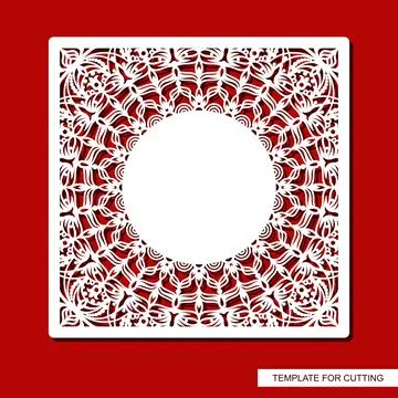 Square frame with a carved pattern.  Ilustración de archivo