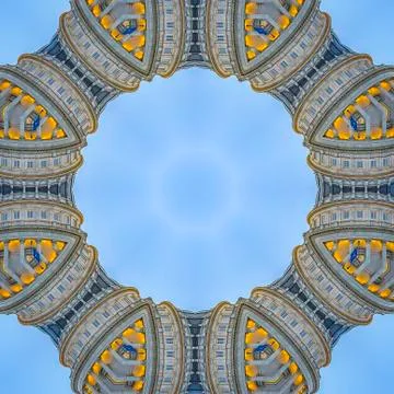 Square frame Circle made with decorative pillars of capital Stock Photos