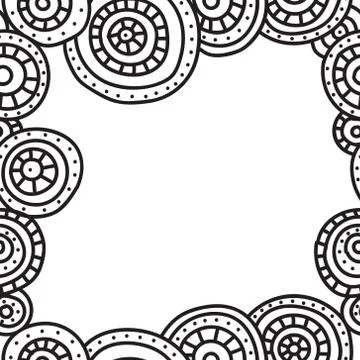 Square frame of circles with black outline on white background. Stock Illustration