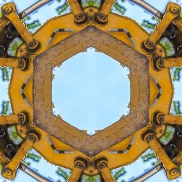 Square frame Circular geometric shape made from a tractor 写真素材