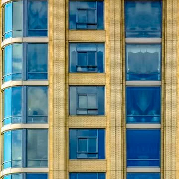 Square frame Close up of windows and decks of apartment 스톡 사진