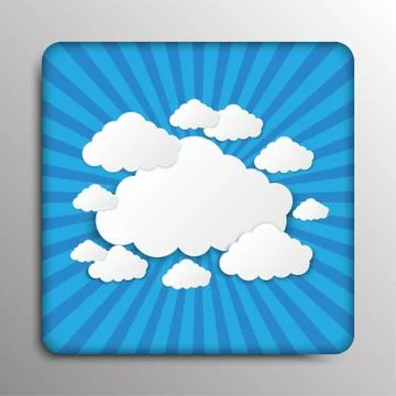 Square frame. Clouds on a dark blue background. Stock Illustration
