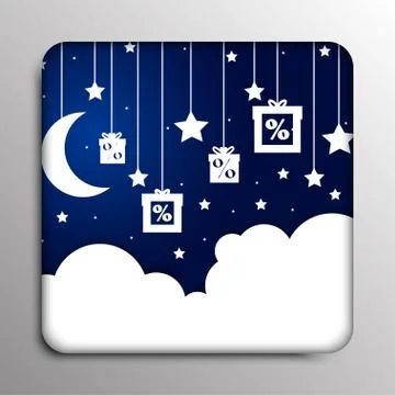 Square frame. Clouds on a dark blue background. 스톡 일러스트