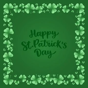 Square frame with clover leaves Stock Illustration