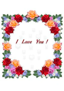Square frame collected from flowers Stock Illustration