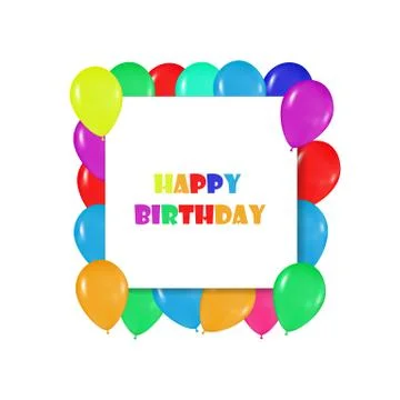 Square frame of colorful balloons in the style of realism. to design cards Stock Illustration