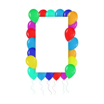 Square frame of colorful balloons in the style of realism. to design cards Stock Illustration