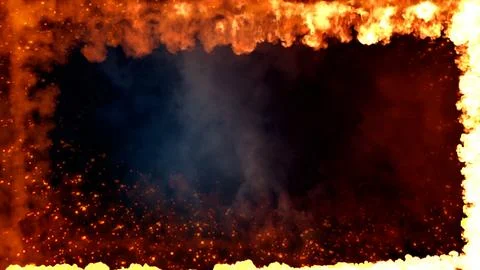 Square frame for content of blazing smoke with fire and sparks Stock Illustration