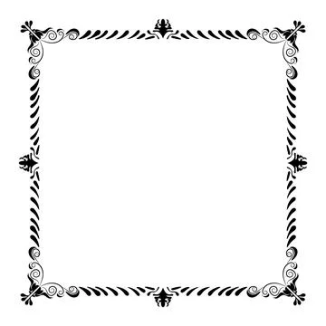 Square frame. Curls at the edges. Great design for any purpose. White background Illustrazione stock