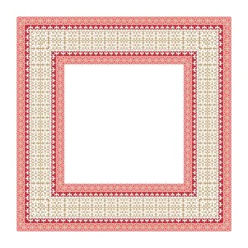 Square frame design with borders in red and gold ornament, suitable for invitati Stock Illustration