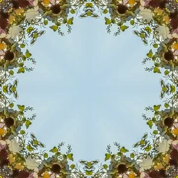 Square frame Design made from flowers in a wedding in California put into a 스톡 사진
