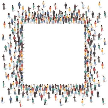 Square frame with different people standing together Stock Illustration