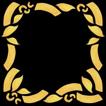 A square frame of different types of Italian pasta for designing menus Stock Illustration