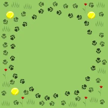 Square frame of dog footprints Stock Illustration