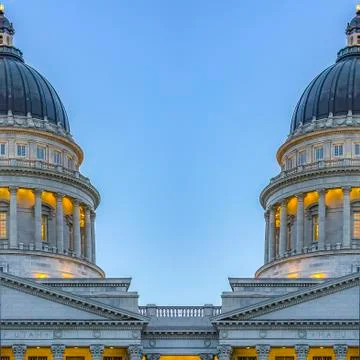 Square frame Double views of the Utah Capital building Stock Photos