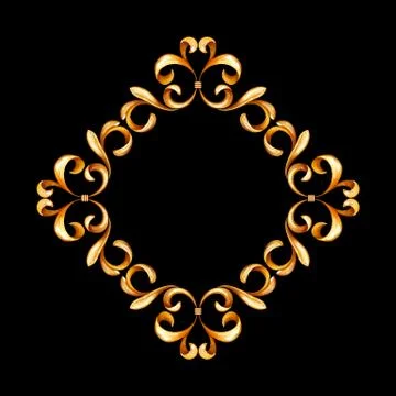 Square frame in eastern style isolated on black background Stock Illustration