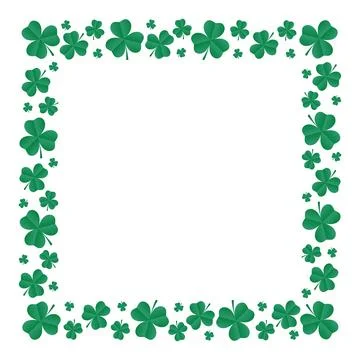 Square frame of emerald shamrocks. Decorative element for St. Patrick's Day.. Stock Illustration