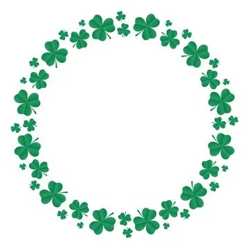 Square frame of emerald shamrocks. Vector illustration Stock Illustration