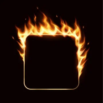 Square Frame on Fire with Black Background Stock Illustration