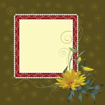 Square frame with flower Stock Illustration