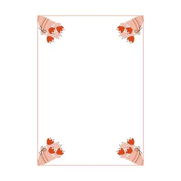 Square frame with flowers in corners on white background Stock Illustration
