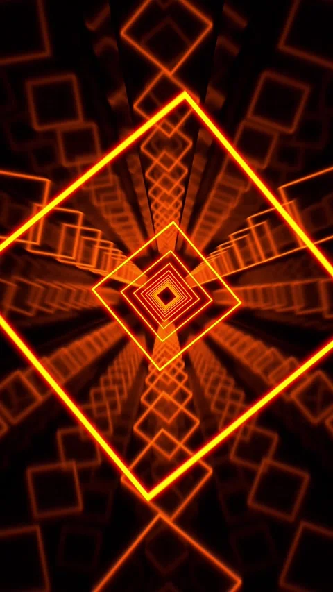 Square Frame Glow Loop orange Neon Pulse Visualizer vertical 10 seconds 库存影片 331514031