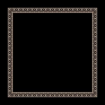 Square frame with gold ornate border features elegant vintage style swirls Stock Illustration