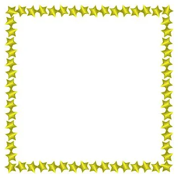 A square frame of golden five-pointed stars with a smooth, shiny surface. Go Stock Illustration