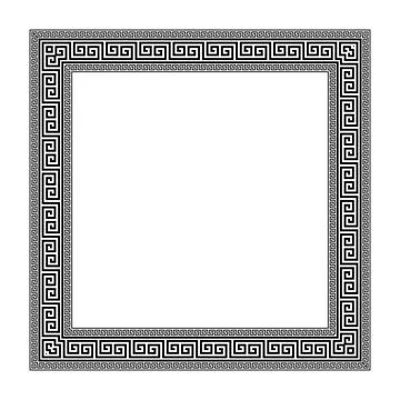 Square frame with greek meander pattern. Square frame classic European national  스톡 일러스트