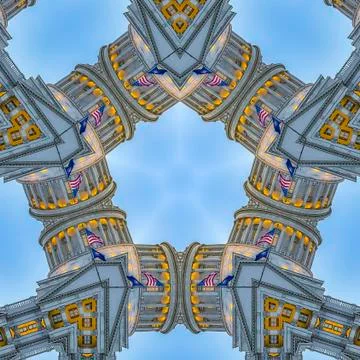 Square frame Grid with the Utah State Capital Building 写真素材