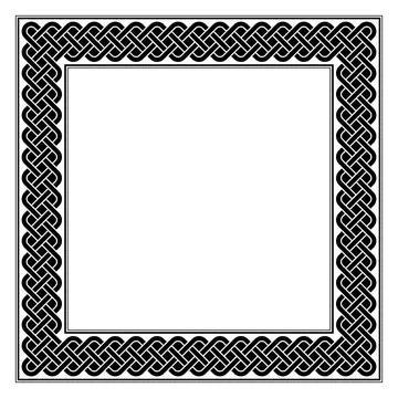 Square frame with guilloche knot pattern, border with Solomons knot motifs Illustrazione stock