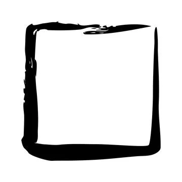 Square frame hand painted with black ink brush Illustrazione stock