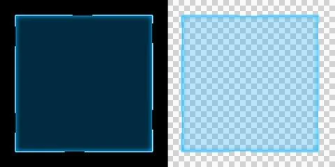 Square Frame Interface Element with Neon Light Border  Futuristic Glowing Blue f 스톡 일러스트