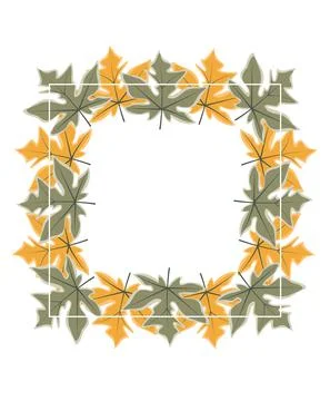 Square frame of leaf. Exotic leaves and plants, collected in a composition in a Stock Illustration