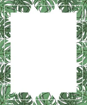 Square frame of leaf. Exotic leaves and plants, collected in a composition in a Stock Illustration