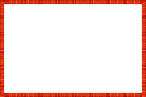 Square frame lined with red ceramic tiles is isolated on transparent backgr.. Stock Photos