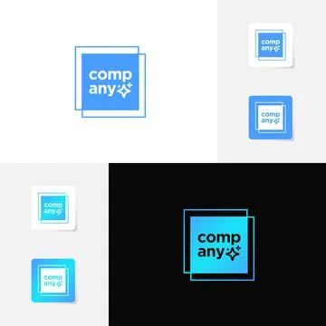 Square Frame Logo With Sparkle Icon Stock Illustration