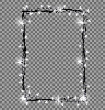 Square Frame Made of Christmas Lights Sparkling Stock Illustration