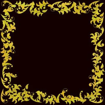 Square frame made of golden leaves. Stock Illustration