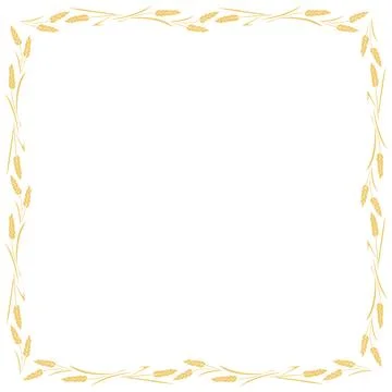 Square frame made of golden wheat or rye ears. Vector autumn border, backdrop Stock Illustration