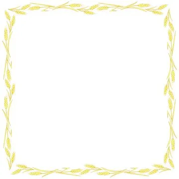 Square frame made of golden wheat or rye ears. Vector autumn border, backdr.. Stock Illustration