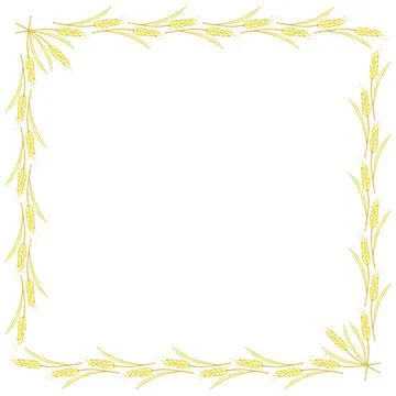 Square frame made of golden wheat or rye ears. Vector autumn border, backdrop Stock-Illustration