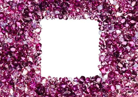 Square frame made from many small ruby diamonds, with copyspace Foto stock