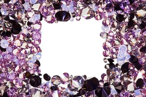 Square frame made from many small purple diamonds, with copyspace Stock-Fotos