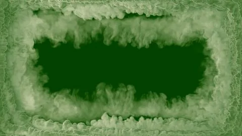 Square frame made of smoke or clouds on chroma key screen Stockillustratie