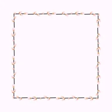 Square frame made of willow twigs Illustrazione stock