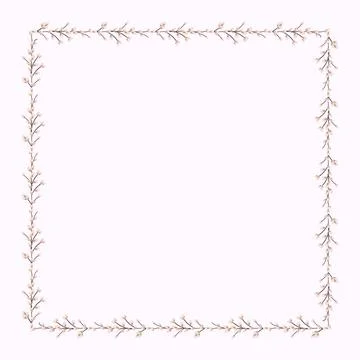 Square frame made of willow twigs. Square Frame Stock Illustration